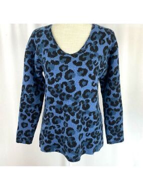 Jamison Blue Leopard Print Sweater Pullover Women’s Small